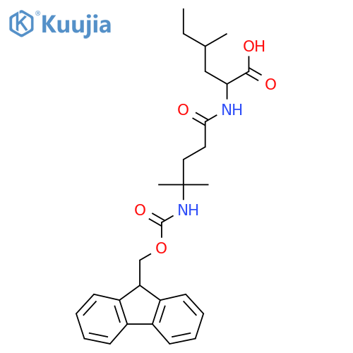 2-4-({(9H-fluoren-9-yl)methoxycarbonyl}amino)-4-methylpentanamido-4-methylhexanoic acid structure