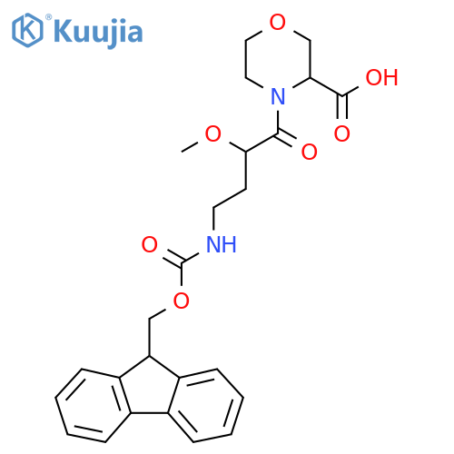 4-4-({(9H-fluoren-9-yl)methoxycarbonyl}amino)-2-methoxybutanoylmorpholine-3-carboxylic acid structure