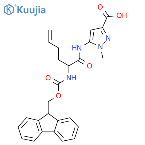 5-2-({(9H-fluoren-9-yl)methoxycarbonyl}amino)hex-5-enamido-1-methyl-1H-pyrazole-3-carboxylic acid structure