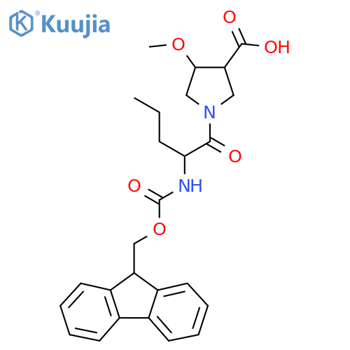 1-2-({(9H-fluoren-9-yl)methoxycarbonyl}amino)pentanoyl-4-methoxypyrrolidine-3-carboxylic acid structure