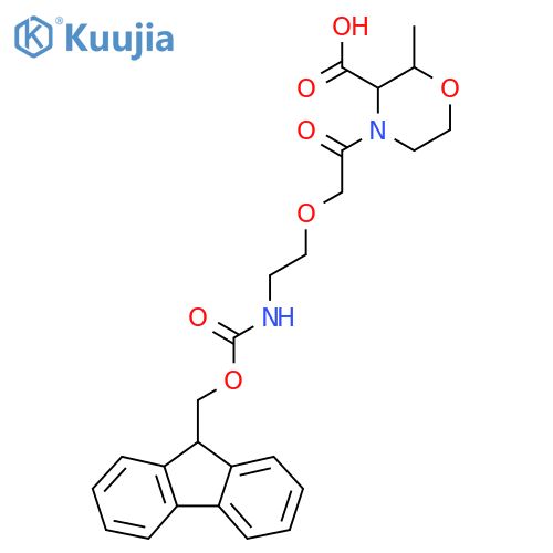 4-{2-2-({(9H-fluoren-9-yl)methoxycarbonyl}amino)ethoxyacetyl}-2-methylmorpholine-3-carboxylic acid structure