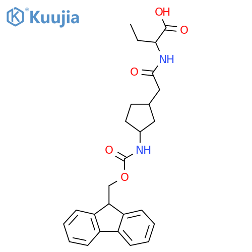 2-{2-3-({(9H-fluoren-9-yl)methoxycarbonyl}amino)cyclopentylacetamido}butanoic acid structure
