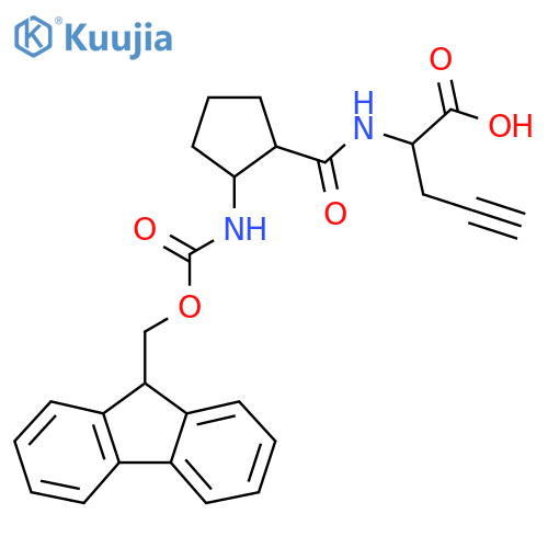 2-{2-({(9H-fluoren-9-yl)methoxycarbonyl}amino)cyclopentylformamido}pent-4-ynoic acid structure