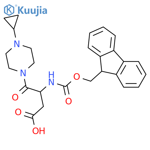 4-(4-cyclopropylpiperazin-1-yl)-3-({(9H-fluoren-9-yl)methoxycarbonyl}amino)-4-oxobutanoic acid structure