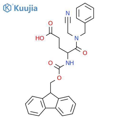 4-benzyl(cyanomethyl)carbamoyl-4-({(9H-fluoren-9-yl)methoxycarbonyl}amino)butanoic acid structure