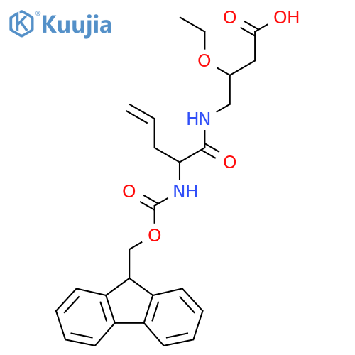 3-ethoxy-4-2-({(9H-fluoren-9-yl)methoxycarbonyl}amino)pent-4-enamidobutanoic acid structure