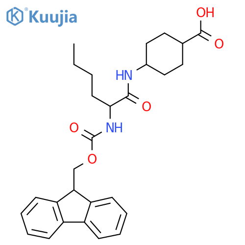 4-2-({(9H-fluoren-9-yl)methoxycarbonyl}amino)hexanamidocyclohexane-1-carboxylic acid structure