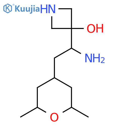 3-1-amino-2-(2,6-dimethyloxan-4-yl)ethylazetidin-3-ol structure