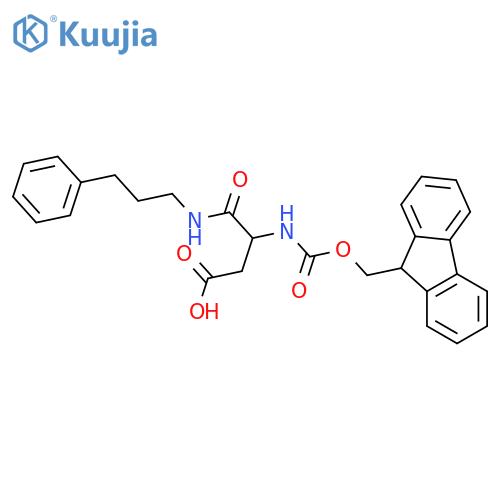 3-({(9H-fluoren-9-yl)methoxycarbonyl}amino)-3-(3-phenylpropyl)carbamoylpropanoic acid structure