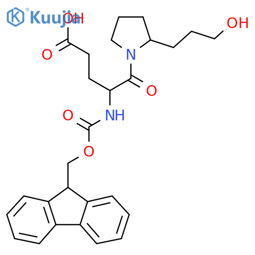 4-({(9H-fluoren-9-yl)methoxycarbonyl}amino)-5-2-(3-hydroxypropyl)pyrrolidin-1-yl-5-oxopentanoic acid structure