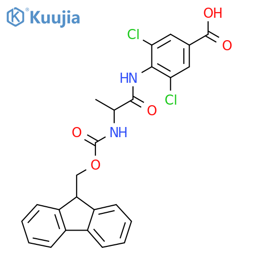 3,5-dichloro-4-2-({(9H-fluoren-9-yl)methoxycarbonyl}amino)propanamidobenzoic acid structure