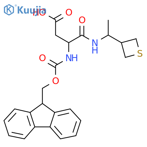 3-({(9H-fluoren-9-yl)methoxycarbonyl}amino)-3-{1-(thietan-3-yl)ethylcarbamoyl}propanoic acid structure