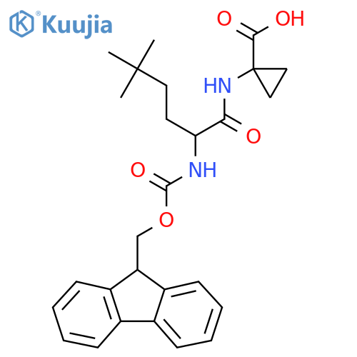 1-2-({(9H-fluoren-9-yl)methoxycarbonyl}amino)-5,5-dimethylhexanamidocyclopropane-1-carboxylic acid structure