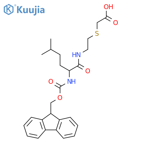 2-({2-2-({(9H-fluoren-9-yl)methoxycarbonyl}amino)-5-methylhexanamidoethyl}sulfanyl)acetic acid structure
