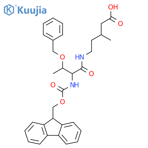 5-3-(benzyloxy)-2-({(9H-fluoren-9-yl)methoxycarbonyl}amino)butanamido-3-methylpentanoic acid structure