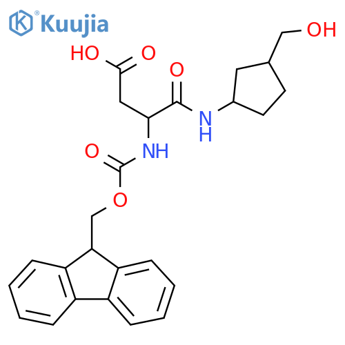 3-({(9H-fluoren-9-yl)methoxycarbonyl}amino)-3-{3-(hydroxymethyl)cyclopentylcarbamoyl}propanoic acid structure