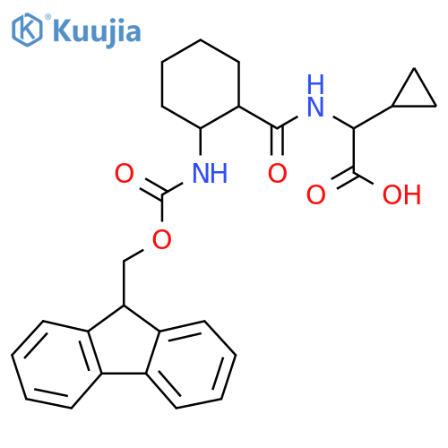 2-cyclopropyl-2-{2-({(9H-fluoren-9-yl)methoxycarbonyl}amino)cyclohexylformamido}acetic acid structure