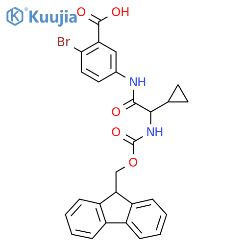 2-bromo-5-2-cyclopropyl-2-({(9H-fluoren-9-yl)methoxycarbonyl}amino)acetamidobenzoic acid structure