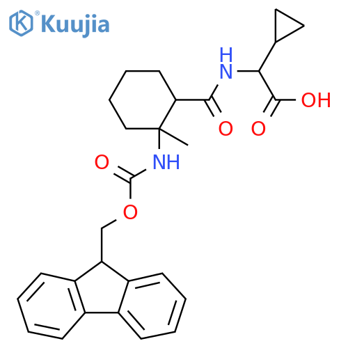 2-cyclopropyl-2-{2-({(9H-fluoren-9-yl)methoxycarbonyl}amino)-2-methylcyclohexylformamido}acetic acid structure