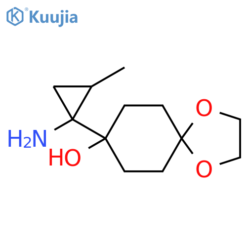 8-(1-amino-2-methylcyclopropyl)-1,4-dioxaspiro4.5decan-8-ol structure