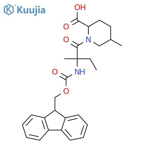 1-2-({(9H-fluoren-9-yl)methoxycarbonyl}amino)-2-methylbutanoyl-5-methylpiperidine-2-carboxylic acid structure