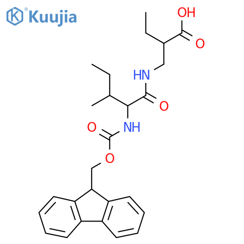 2-{2-({(9H-fluoren-9-yl)methoxycarbonyl}amino)-3-methylpentanamidomethyl}butanoic acid structure