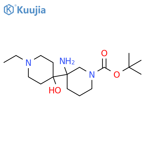tert-butyl 3-amino-3-(1-ethyl-4-hydroxypiperidin-4-yl)piperidine-1-carboxylate structure