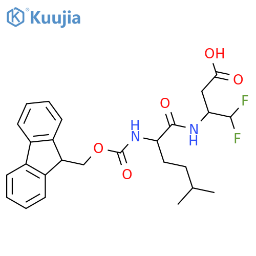 3-2-({(9H-fluoren-9-yl)methoxycarbonyl}amino)-5-methylhexanamido-4,4-difluorobutanoic acid structure