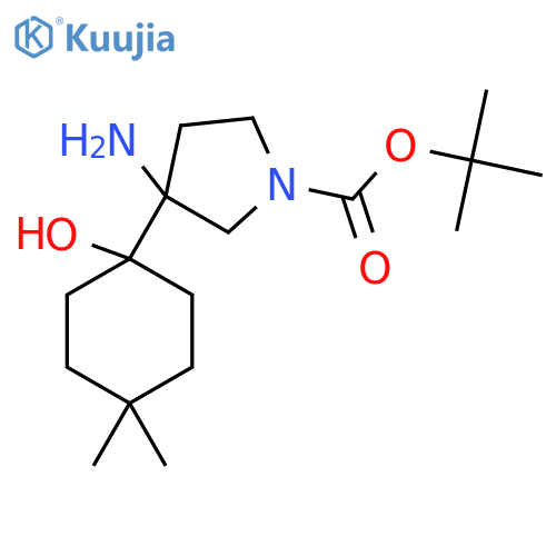 tert-butyl 3-amino-3-(1-hydroxy-4,4-dimethylcyclohexyl)pyrrolidine-1-carboxylate structure