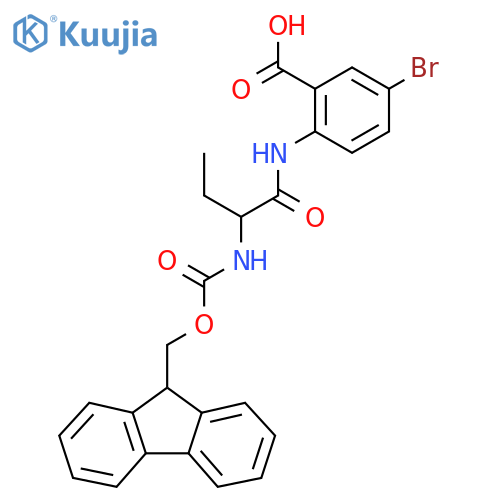 5-bromo-2-2-({(9H-fluoren-9-yl)methoxycarbonyl}amino)butanamidobenzoic acid structure