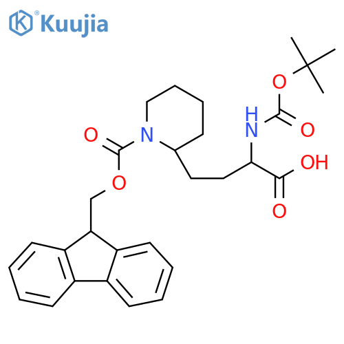 2-{(tert-butoxy)carbonylamino}-4-{1-(9H-fluoren-9-ylmethoxy)carbonylpiperidin-2-yl}butanoic acid structure