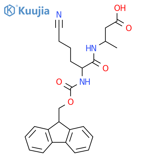 3-5-cyano-2-({(9H-fluoren-9-yl)methoxycarbonyl}amino)pentanamidobutanoic acid structure