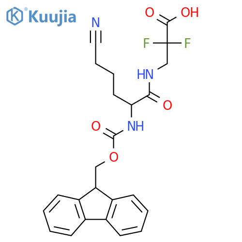 3-5-cyano-2-({(9H-fluoren-9-yl)methoxycarbonyl}amino)pentanamido-2,2-difluoropropanoic acid structure
