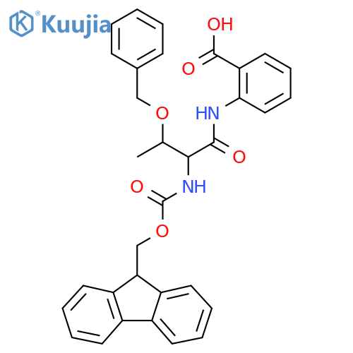 2-3-(benzyloxy)-2-({(9H-fluoren-9-yl)methoxycarbonyl}amino)butanamidobenzoic acid structure