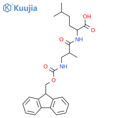 2-3-({(9H-fluoren-9-yl)methoxycarbonyl}amino)-2-methylpropanamido-5-methylhexanoic acid structure