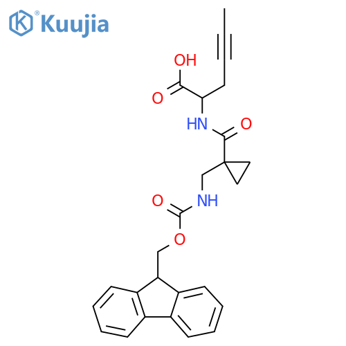 2-({1-({(9H-fluoren-9-yl)methoxycarbonyl}amino)methylcyclopropyl}formamido)hex-4-ynoic acid structure