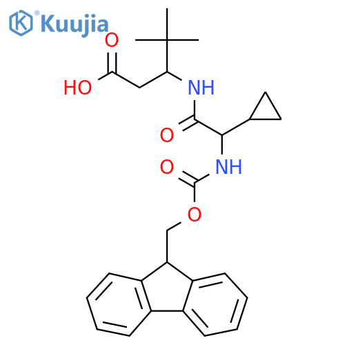 3-2-cyclopropyl-2-({(9H-fluoren-9-yl)methoxycarbonyl}amino)acetamido-4,4-dimethylpentanoic acid structure