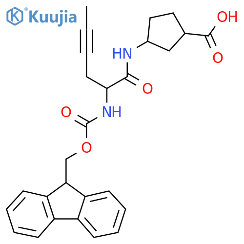 3-2-({(9H-fluoren-9-yl)methoxycarbonyl}amino)hex-4-ynamidocyclopentane-1-carboxylic acid structure