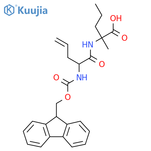 2-2-({(9H-fluoren-9-yl)methoxycarbonyl}amino)pent-4-enamido-2-methylpentanoic acid structure