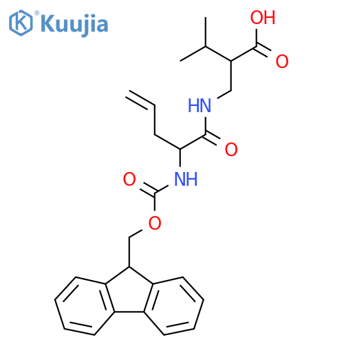 2-{2-({(9H-fluoren-9-yl)methoxycarbonyl}amino)pent-4-enamidomethyl}-3-methylbutanoic acid structure