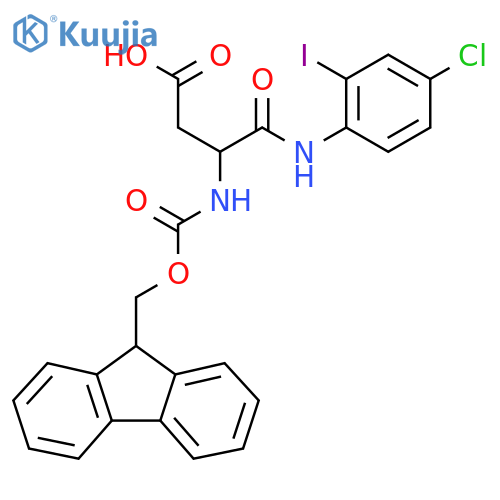 3-(4-chloro-2-iodophenyl)carbamoyl-3-({(9H-fluoren-9-yl)methoxycarbonyl}amino)propanoic acid structure
