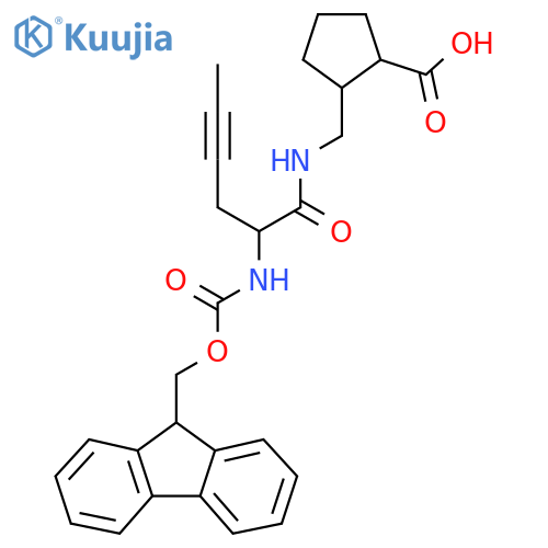 2-{2-({(9H-fluoren-9-yl)methoxycarbonyl}amino)hex-4-ynamidomethyl}cyclopentane-1-carboxylic acid structure