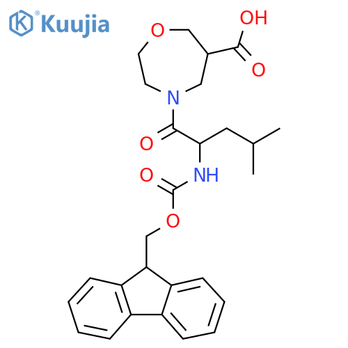 4-2-({(9H-fluoren-9-yl)methoxycarbonyl}amino)-4-methylpentanoyl-1,4-oxazepane-6-carboxylic acid structure