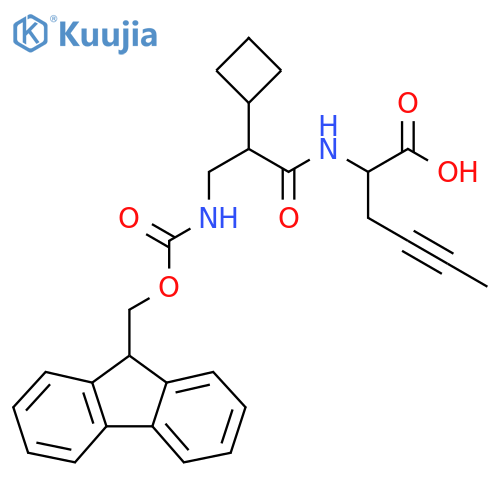 2-2-cyclobutyl-3-({(9H-fluoren-9-yl)methoxycarbonyl}amino)propanamidohex-4-ynoic acid structure