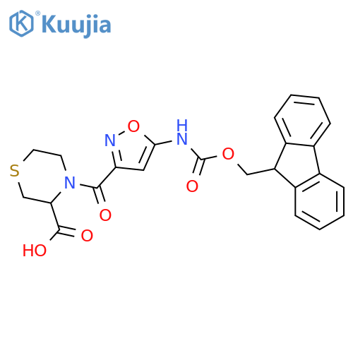 4-5-({(9H-fluoren-9-yl)methoxycarbonyl}amino)-1,2-oxazole-3-carbonylthiomorpholine-3-carboxylic acid structure