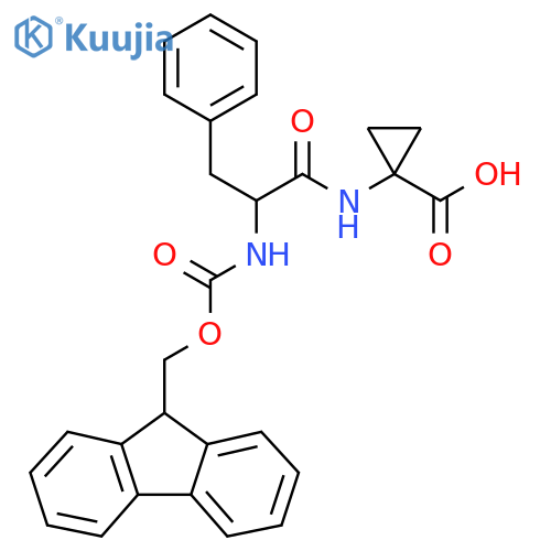 1-[2-({[(9H-fluoren-9-yl)methoxy]carbonyl}amino)-3-phenylpropanamido]cyclopropane-1-carboxylic acid structure