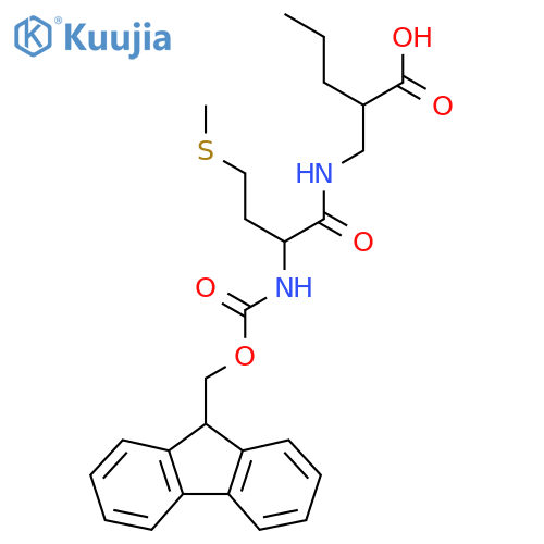 2-{2-({(9H-fluoren-9-yl)methoxycarbonyl}amino)-4-(methylsulfanyl)butanamidomethyl}pentanoic acid structure