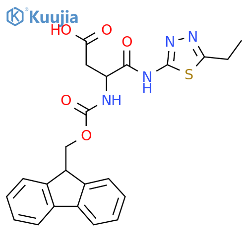 3-(5-ethyl-1,3,4-thiadiazol-2-yl)carbamoyl-3-({(9H-fluoren-9-yl)methoxycarbonyl}amino)propanoic acid structure