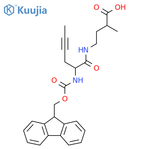 4-2-({(9H-fluoren-9-yl)methoxycarbonyl}amino)hex-4-ynamido-2-methylbutanoic acid structure