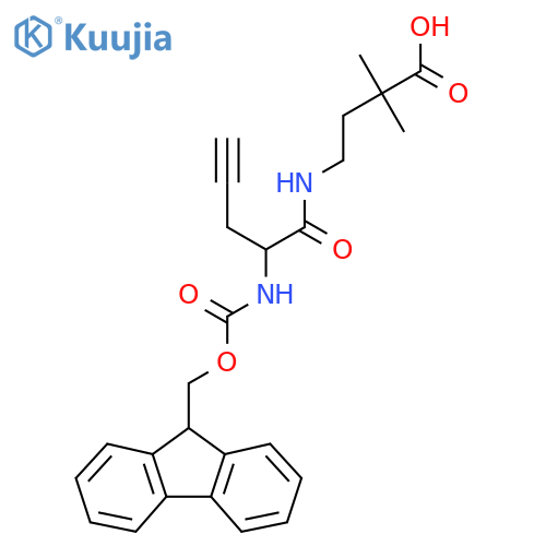 4-2-({(9H-fluoren-9-yl)methoxycarbonyl}amino)pent-4-ynamido-2,2-dimethylbutanoic acid structure